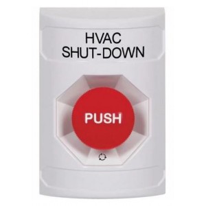 STI SS2301HV-EN Stopper Station – White – Push and Turn Reset – HVAC Shut Down Label